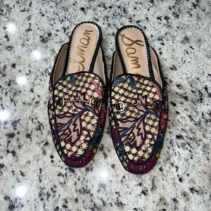 Sam Edelman Linnie Floral Embroidered Horsebit Slip On Loafers Size 7